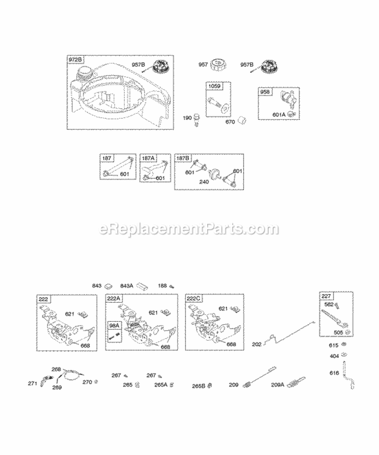 Controls Fuel Supply Governor Spring Diagram and Parts List for 129802-1910-B1  Briggs and Stratton Engine